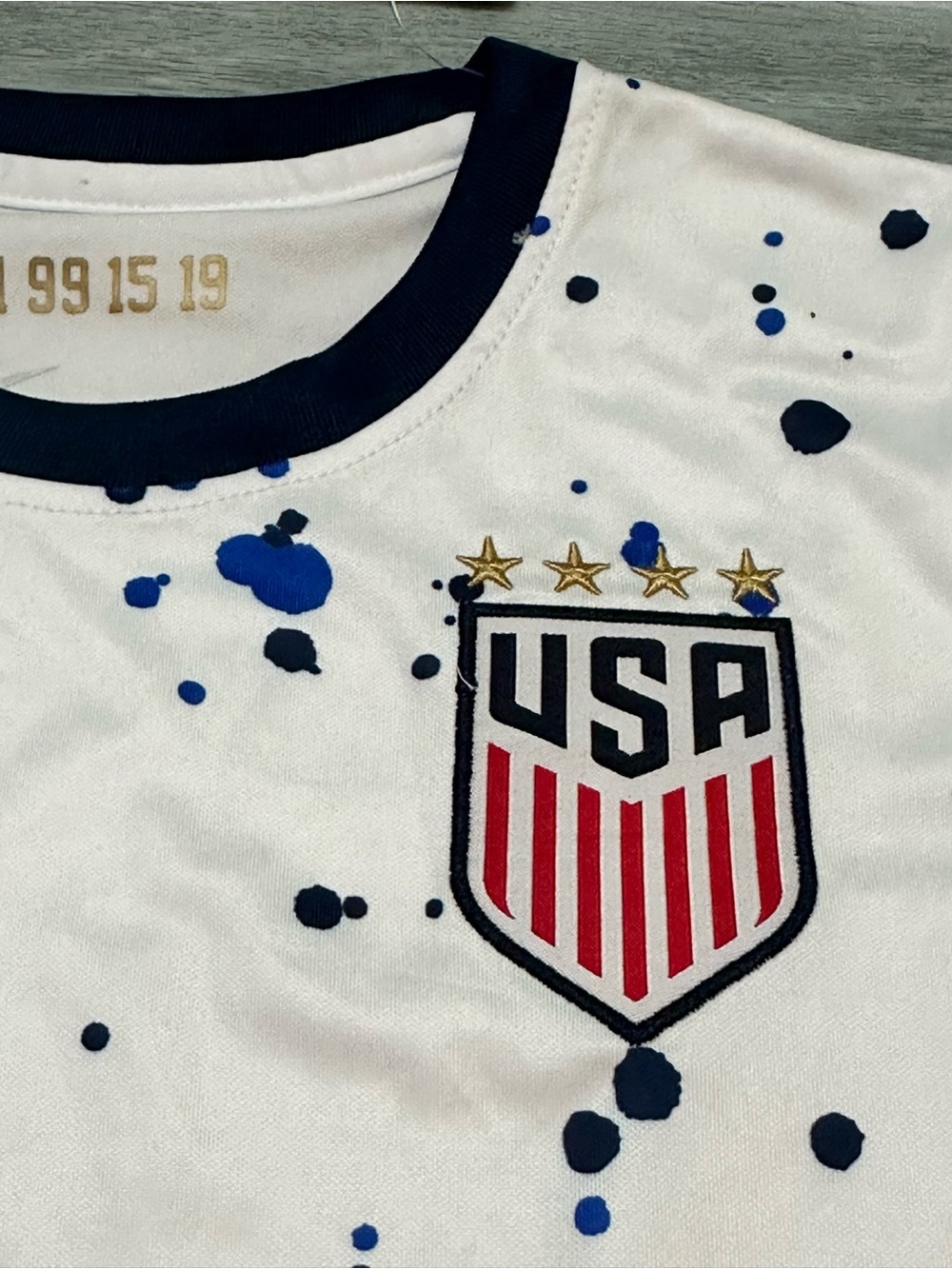 Nike White Splatter Soccer USA Jersey with Navy Accents M Young size - Picture 11 of 14